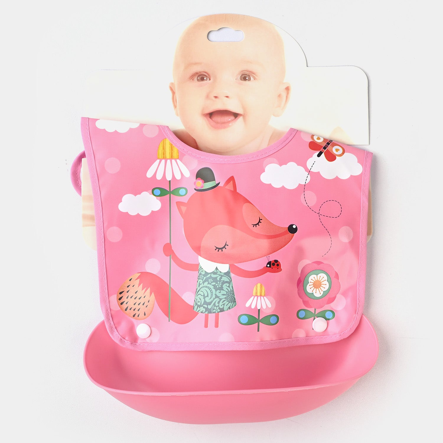 PLASTIC BIB WITH HOLDER FOR BABIES