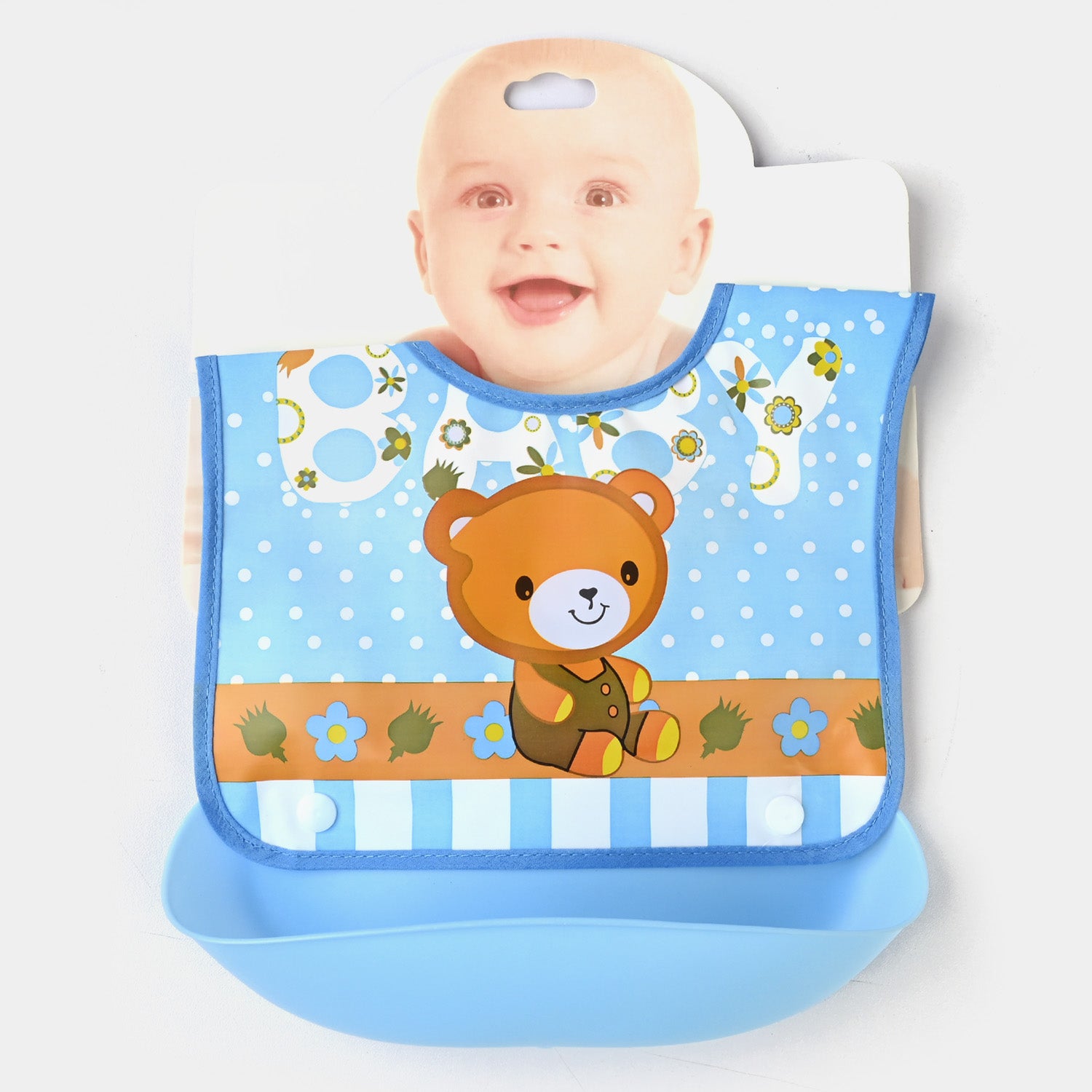 PLASTIC BIB WITH HOLDER FOR BABIES