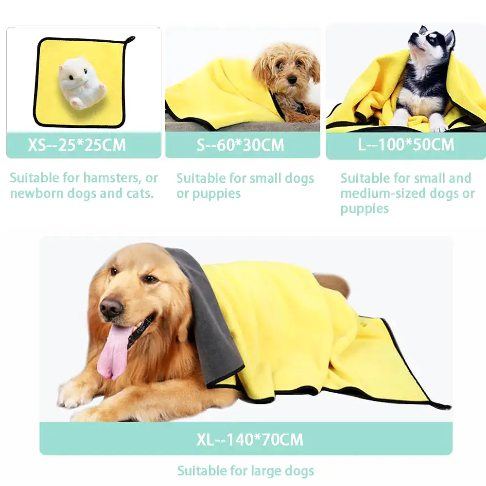 Quick-drying Dog and Cat Towels Soft Fiber Towels Absorbent Bath Towel Pet Bathrobe Convenient Cleaning Towel Dog Accessories