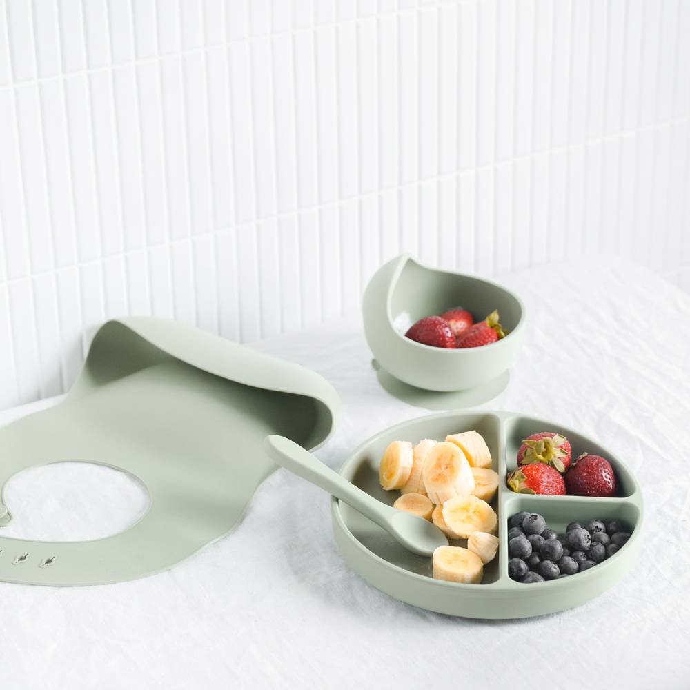 Silicone Baby Feeding Set — Almond Frost