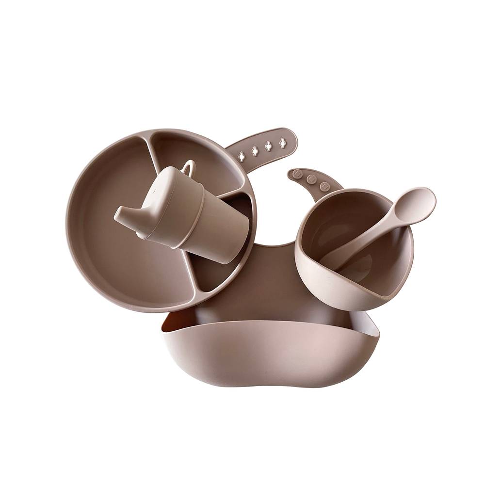 Silicone Baby Feeding Set — Almond Frost