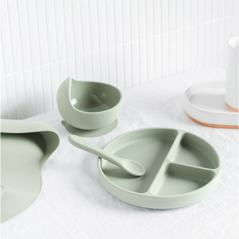 Silicone Baby Feeding Set — Chalet Green