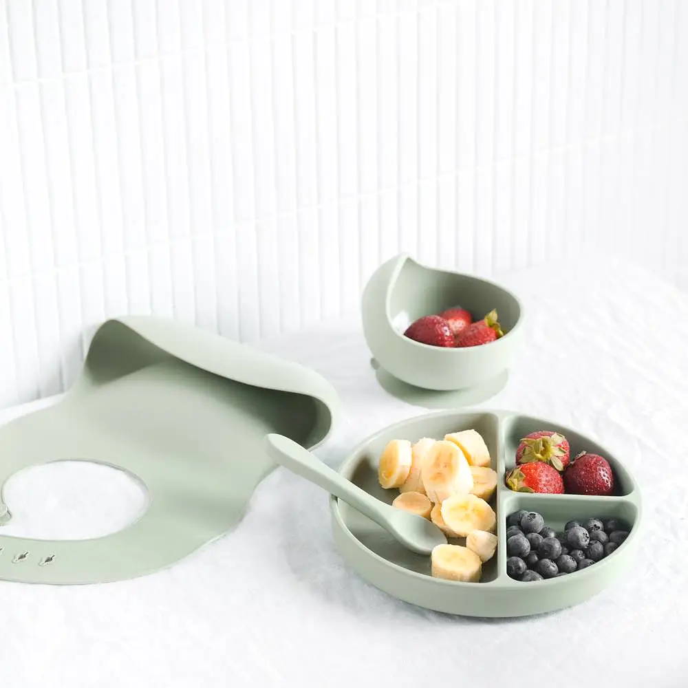 Silicone Baby Feeding Set — Dusk Blue