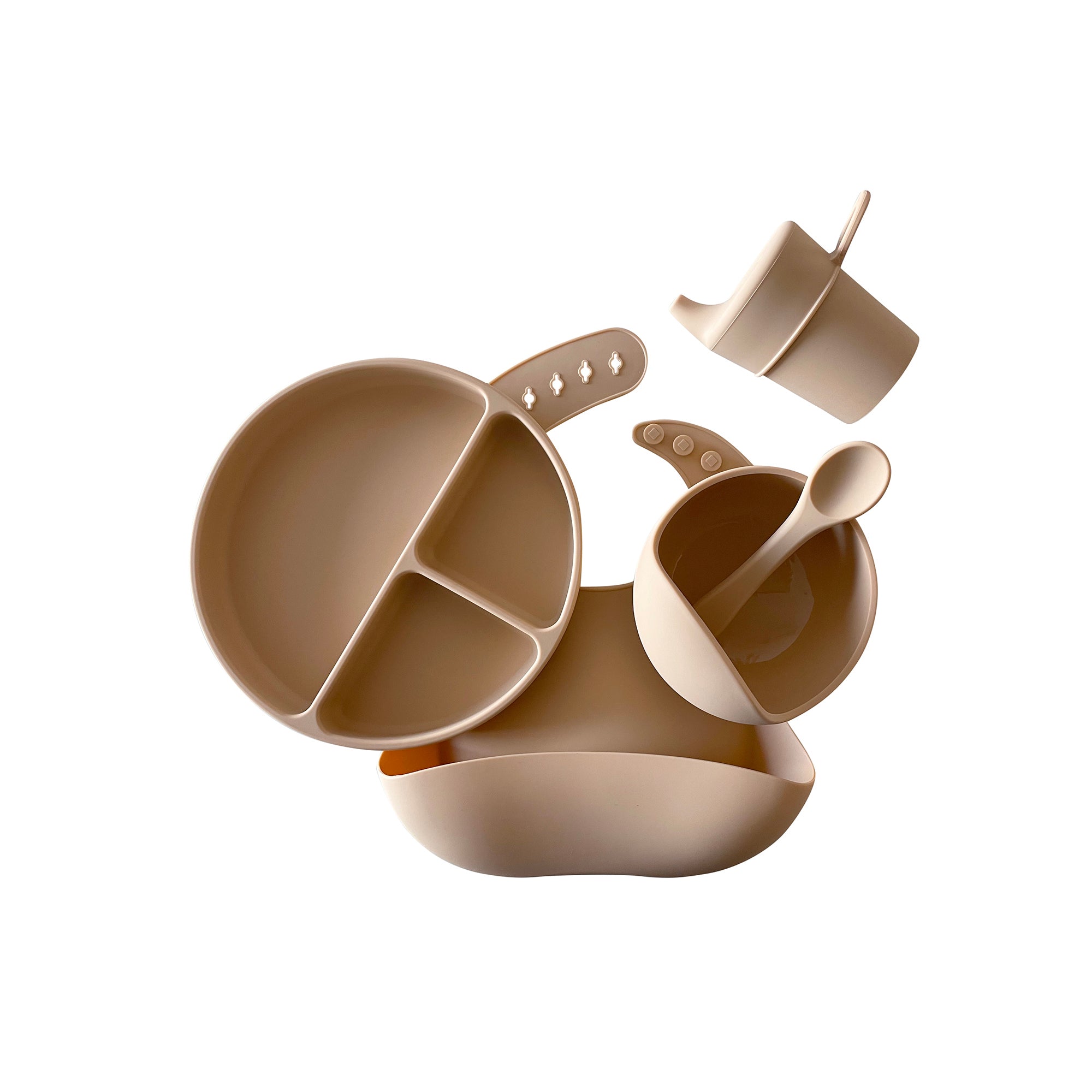 Silicone Baby Feeding Set — Walnut Cream