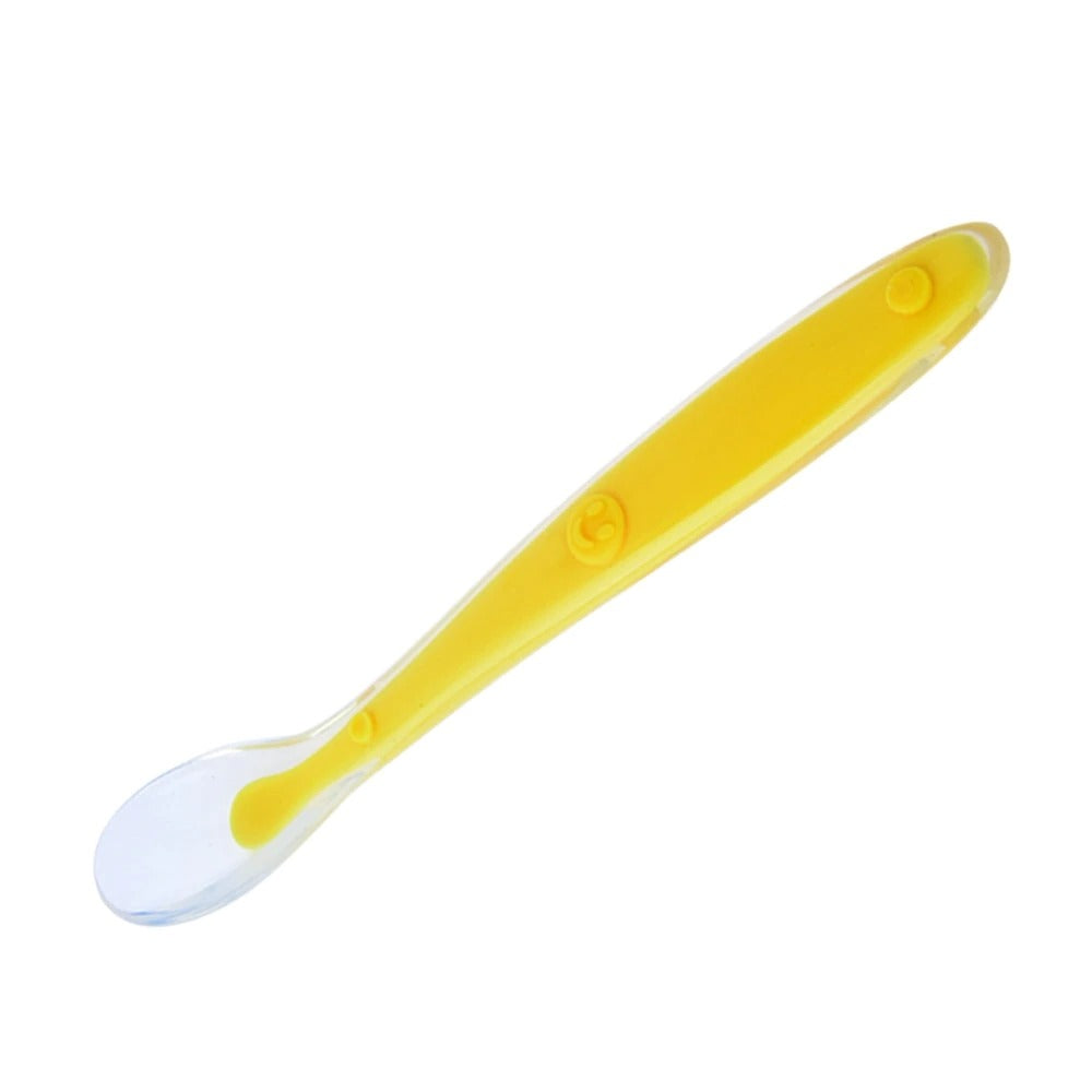 Soft Silicone Ergonomic Baby Feeding Spoon — Lemon