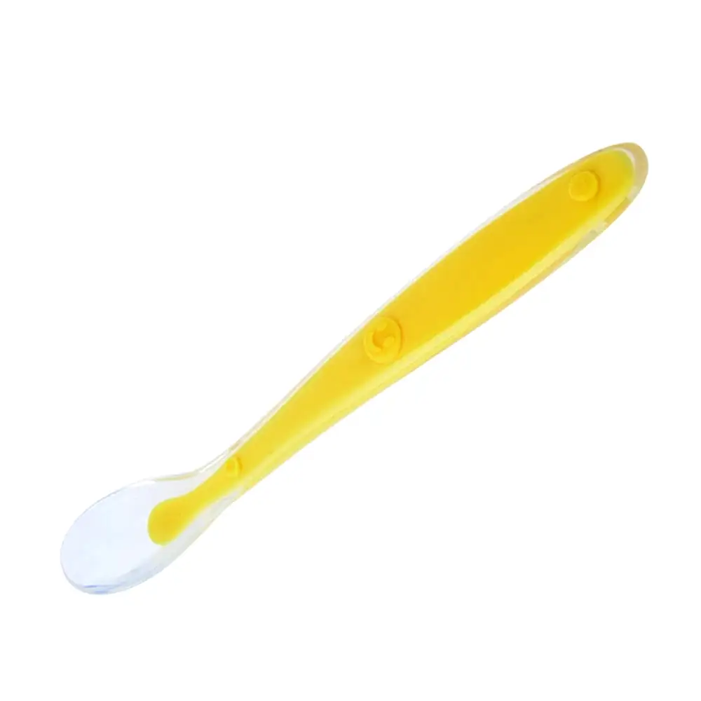 Soft Silicone Ergonomic Baby Feeding Spoon — Lemon