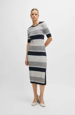 Structured-stripe dress in stretch-cotton jersey