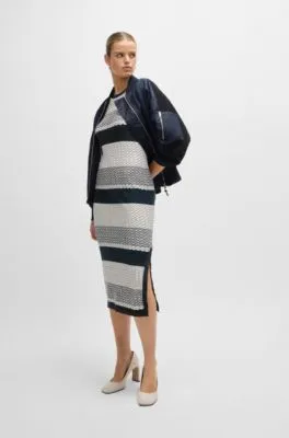 Structured-stripe dress in stretch-cotton jersey