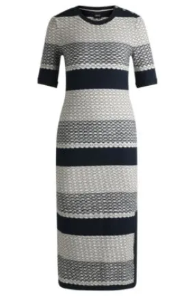 Structured-stripe dress in stretch-cotton jersey