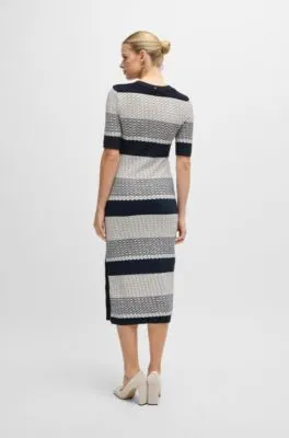 Structured-stripe dress in stretch-cotton jersey