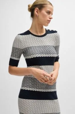 Structured-stripe dress in stretch-cotton jersey