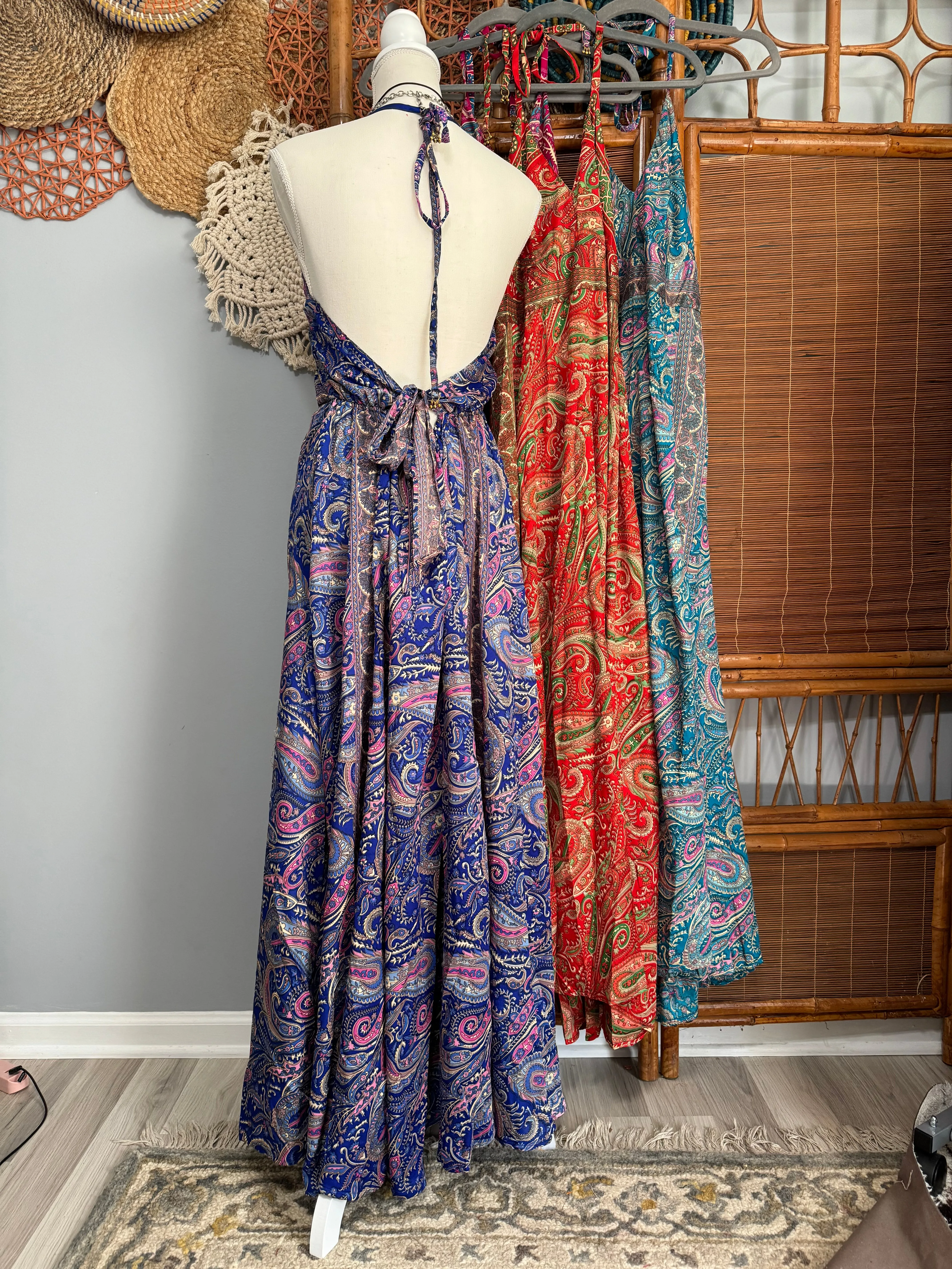 Summer Bliss Sari Open Back Tie Maxi