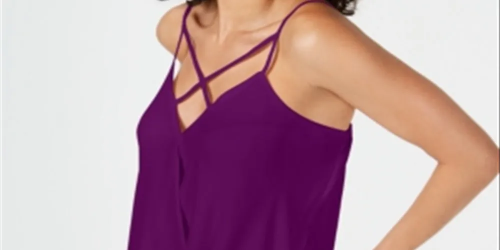 Thalia Sodi Women's Strappy Trim Tank Top Purple Size Large