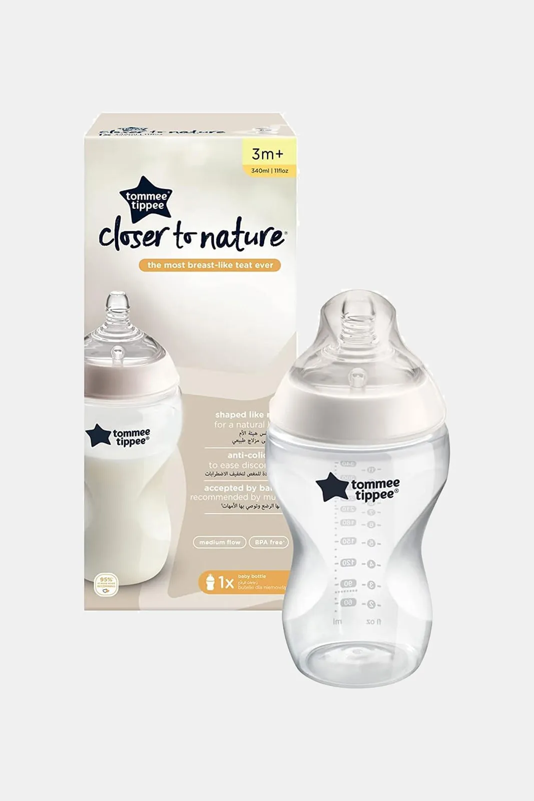 Tommee Tippee Clear Closer To Nature Feeding Bottle (340ml)