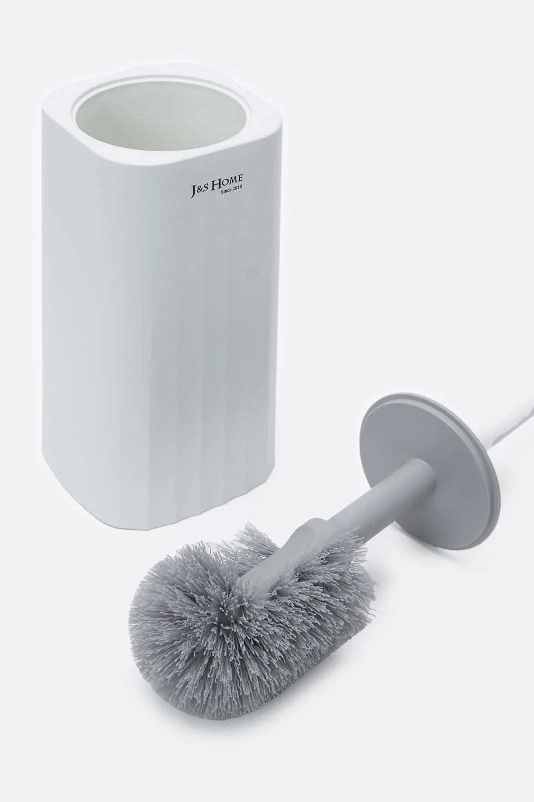 White Textured Toilet Brush With Holder